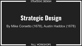 Fall Workshops 2020 - Strategic Design