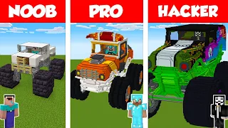 Minecraft NOOB vs PRO vs HACKER: MONSTER TRUCK HOUSE BUILD CHALLENGE in Minecraft / Animation