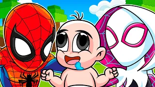 ¡BEBE NOOB SE CONVIRTIO EN EL HIJO DE SPIDERMAN Y SU NOVIA! 😱👶🕸  BEBE NOOB SPIDER-MAN EN MINECRAFT