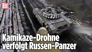 Ukraine-Krieg: Drohne zerstört Russen-Panzer im Sturzflug