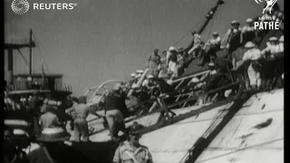 PALESTINE: Damaged Illegal immigrant ship docks in Haifa (1946)