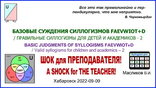 08-05: БАЗОВЫЕ СУЖДЕНИЯ СИЛЛОГИЗМОВ FAEVWIOT+D / ПРАВИЛЬНЫЕ СИЛЛОГИЗМЫ ДЛЯ ДЕТЕЙ И АКАДЕМИКОВ - 2