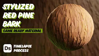 Stylized Red Pine Bark - Game Ready Material / Timelapse Substance Designer