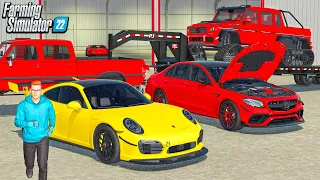 BUILDING $5,500,000 SUPERCAR COLLECTION SHOWROOM! | CAN WE MAKE BILLIONS? FARMING SIMULATOR 22