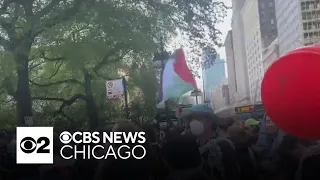 Pro-Palestinian protesters clash with police in downtown Chicago