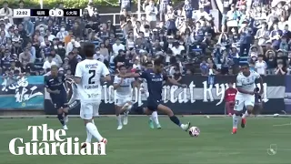 J League footballer scores wonder goal from deep in his own half