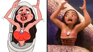 Moana Skibidi toilet drawing mem 👸 Disney princess moana tricks tamatoa | funny art