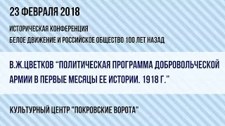 23 февраля 2018 В.Ж. Цветков - Конференция "Белое Движение и российское общество 100 лет тому назад"