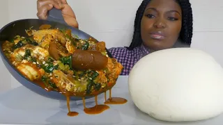 Asmr mukbang okro soup with poundo yam fufu