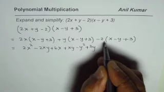 How to multiply two trinomials and simplify polynomial