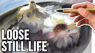 How to Paint a LOOSE Watercolor Still-Life 🎨✏️