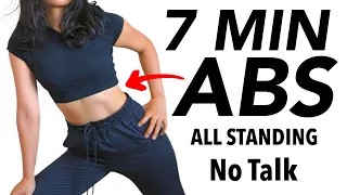 7 MIN DAILY ABS WORKOUT - ALL STANDING - No Equipment workout at home