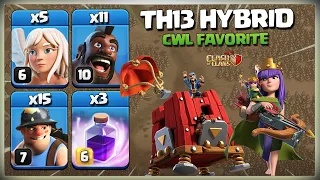 How To use TH13 Hybrid | Hog Miner Attack Strategy | Best TH13 Attack in Clash of clans Cwl | Coc