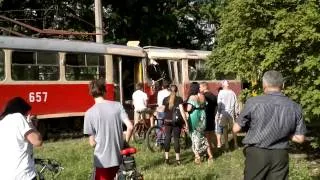 Столкновение 2х трамваев на Салтовке