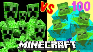 100 Mutant Zombies VS. Mutant Creeper in Minecraft