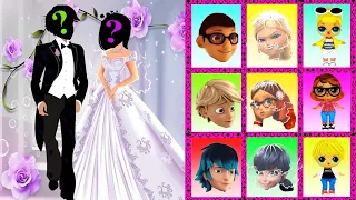 Wrong Wedding Ladybug & Cat Noir Marinette & Adrien Couple in Love Wrong Family Baby Heads Puzzles