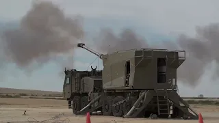 Rheinmetall and Elbit live-fire demonstration of automated 155mm L52 wheeled self-propelled howitzer