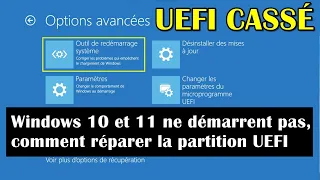 Windows 10 et 11 Ne Démarrent pas, Comment Réparer la Partition UEFI