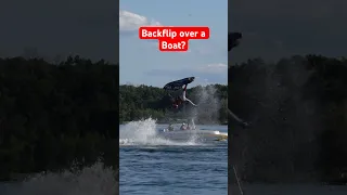 My favorite boat on the lake to give a freestyle Jetski backflip show for! #shorts #boat #backflip