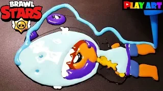 Pancake art Brawl Stars Shark Leon, 팬케이크아트 브롤스타즈 샤크레온, Making Brawl Stars Shark Leon