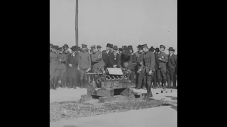 37mm autocannon demonstration firing through the propeller hub on a Liberty engine block