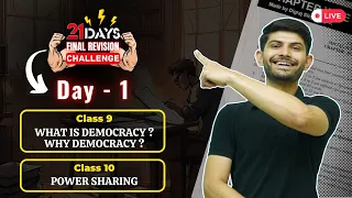 Day 1-  21 Days Revision Series | Class 10 & 9 | Civics Power Sharing  & What Is Democracy