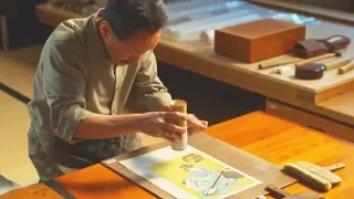 Traditional Japanese Printmaking #2 🖼️  Unintentional ASMR (scratching, brushing sounds)