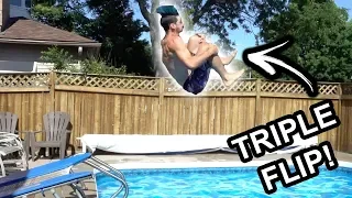 Insane Tricks From Trampoline to Pool Challenge