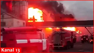 Strong fire in a grain warehouse in Russia’s Belgorod region