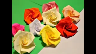 DIY  Оригами цветы. Розы. Flores de origami-Rosas. Easy origami flower-Rose