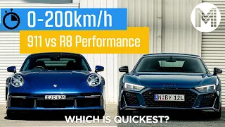 Porsche 911 vs Audi R8 Performance 0-200km/h Which is quickest? | MOTOR