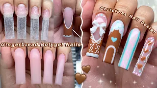 GINGERBREAD POLYGEL NAILS🤎 GINGERBREAD NAIL ART & CHRISTMAS NAIL DESIGN! | Nail Tutorial