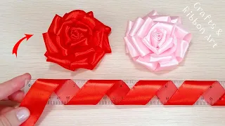 Super Easy Ribbon Rose Making Ideas - Amazing Trick with Scale - DIY Ribbon Flowers