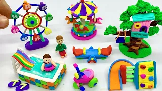 DIY How To Make Polymer Clay Miniature Playground Set | Mini playground diy| DIY miniature park