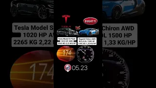 Bugatti Chiron 1500 HP vs Tesla Model S Plaid 1020 HP #acceleration #vmaxgermany