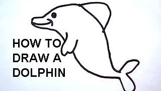 LEARN TO DRAW FOR KIDS, how to draw a dolphin, easy and free art lessons for children.