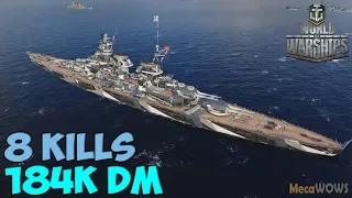 World of WarShips | Friedrich der Große | 8 KILLS | 184K Damage - Replay Gameplay 4K 60 fps