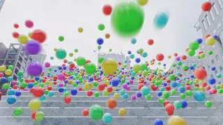 【Blender】階段から1500個のスーパーボールが落ちてくるCG映像 marble run - 映像工房 Kenbuworks