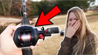 Teaching My GIRLFRIEND How to Use a Baitcaster! (Surprise Results)