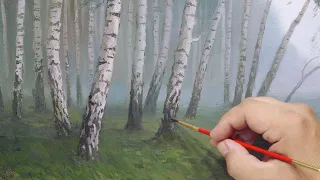 Живопись маслом: ливень в лесу