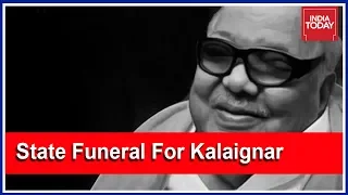 State Funeral For #Karunanidhi, Body Draped In National Flag