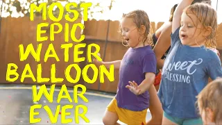 The Most EPIC Water Balloon War EVER On a Trampoline