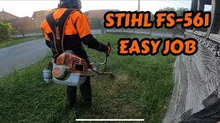 STIHL FS-561C-EM is playing with little grass