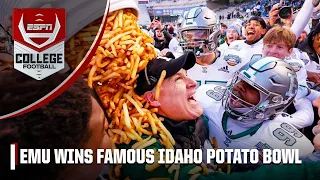 Chris Creighton gets french fry bath after EMU's Potato Bowl victory 🍟 | College Football on ESPN