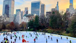 NYC Christmas Walk 2023 ✨ Central Park Wollman Ice Skating Rink To Rockefeller Rink (Very Crowded😡)