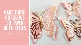 THESE 3D BUTTERFLIES ARE GORGEOUS! DIY Paper Butterfly Wall | DIY Craft Tutorials