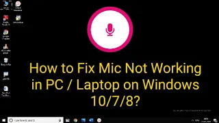 Fix : Microphone Not working on Windows 10/8/7 | Tamil | RAM Solution