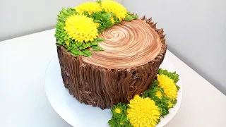 Торт Одуванчики на пеньке(крем БЗК). /Cake Dandelions on a stump(protein custard).