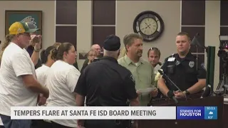 Tempers flare at Santa Fe ISD board meeting, some parents call on members to resign
