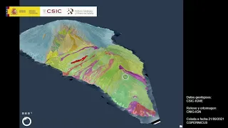 Relieve, geología y contorno de la erupción de Cumbre Vieja actualmente. (IGME-CSIC)